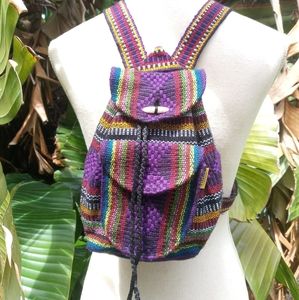 Artisinal multicolor Mexican cotton backpack NEW